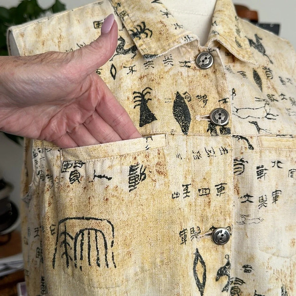 CHICO’S DESIGN Linen Top Blend Western Vibes Sleeveless, Size Medium - Picture 10 of 15